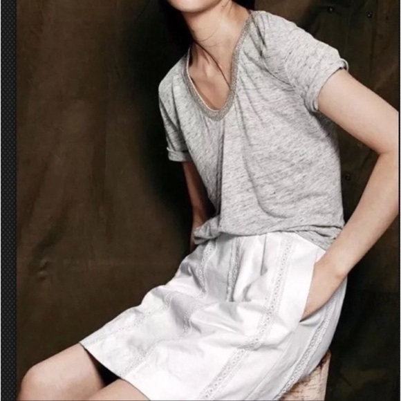 J. Crew Womenโs White Lace Striped Cotton Skirt With Pockets Size 2 - Picture 2 of 15